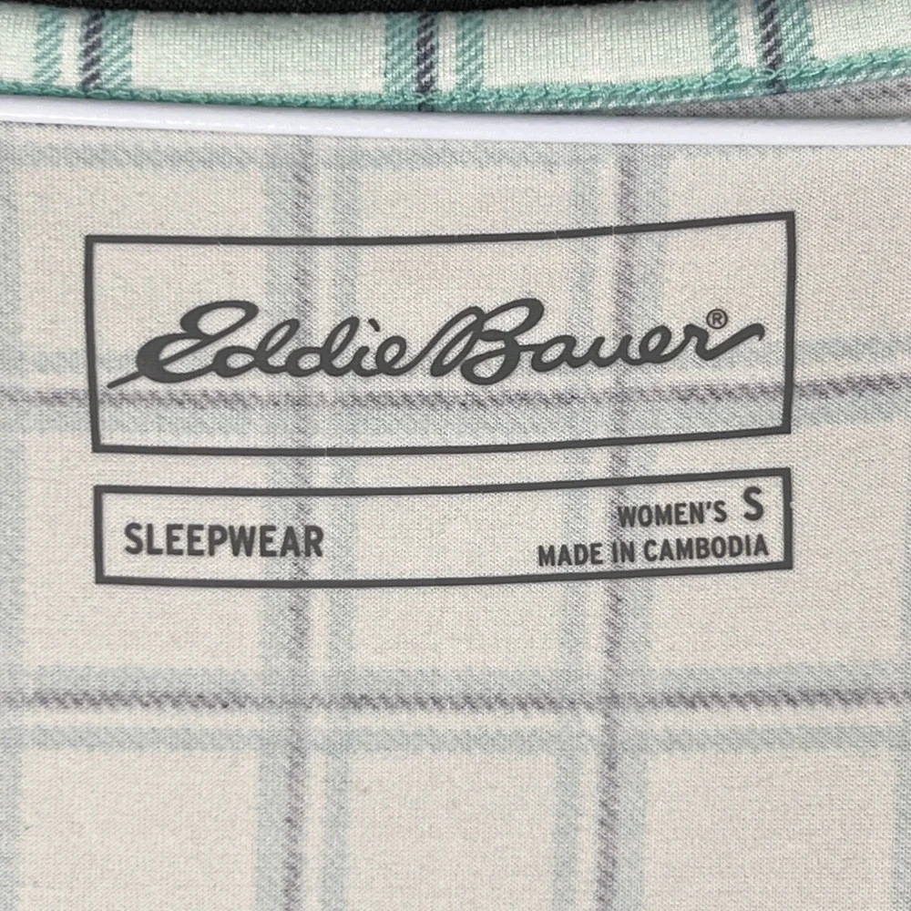 Eddie Bauer Womens Sleepwear Tank Top Blue White Plaid V-Neck Small VDR 409